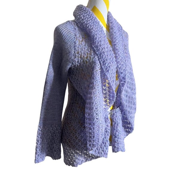 NWOT Relais 1-Button Open Soft Knit Cardigan • Light Blue/Purple • Size M - Picture 2 of 5